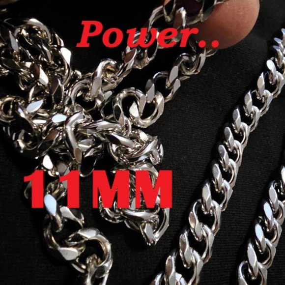 New Big Stainless Cuban Link Steel 11mm Thick Bracelet (Unisex) - Picture 4 of 7